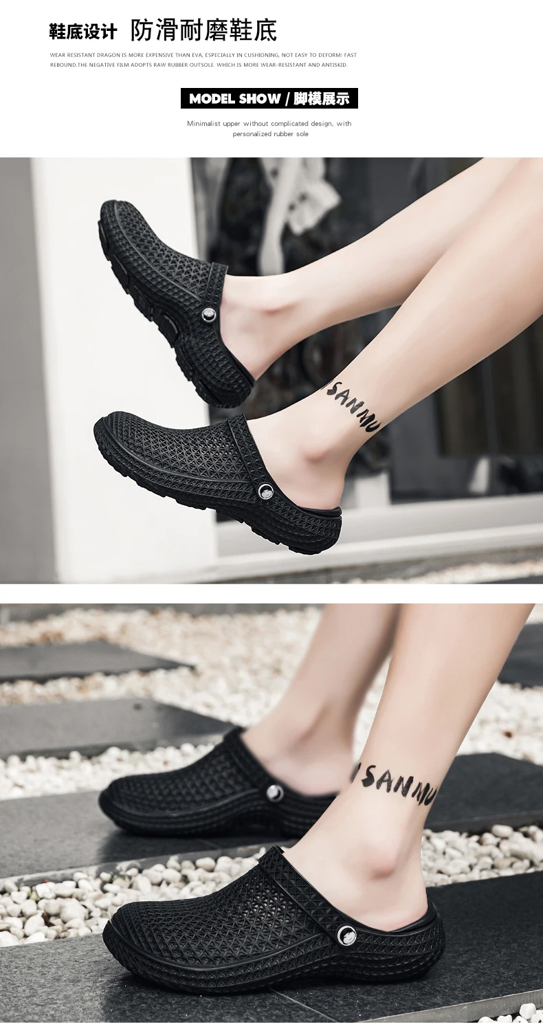 Herren Atmungsaktive Clogs Rutschfeste EVA Gartenschuhe Lässige Slip-on Pflege- und Kochschuhe Strand-Sandalen für Outdoor und Indoor im Sommer – Detail 6