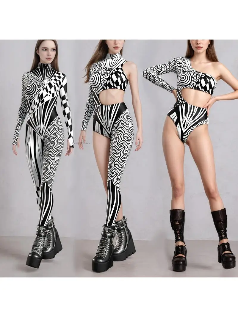 AliExpress Chaotique Bnw Halloween Cosplay Zentai Suit Party Bodysuit Nightclub Swimsuit Catsuit Rave Suits Cycling Asymmetrical Outfit