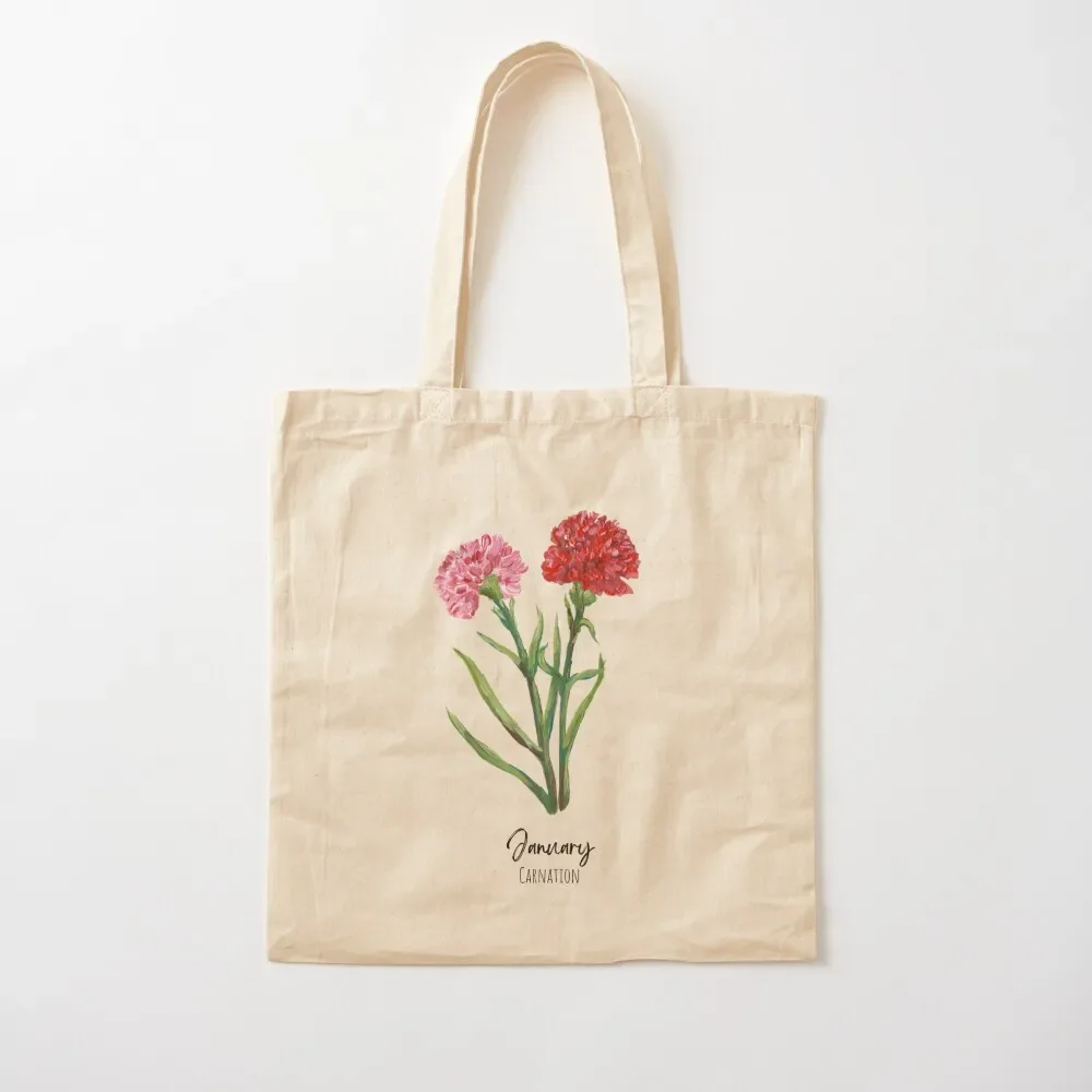 January Birth Flower Tote Bag canvas tote women Shopper personalized