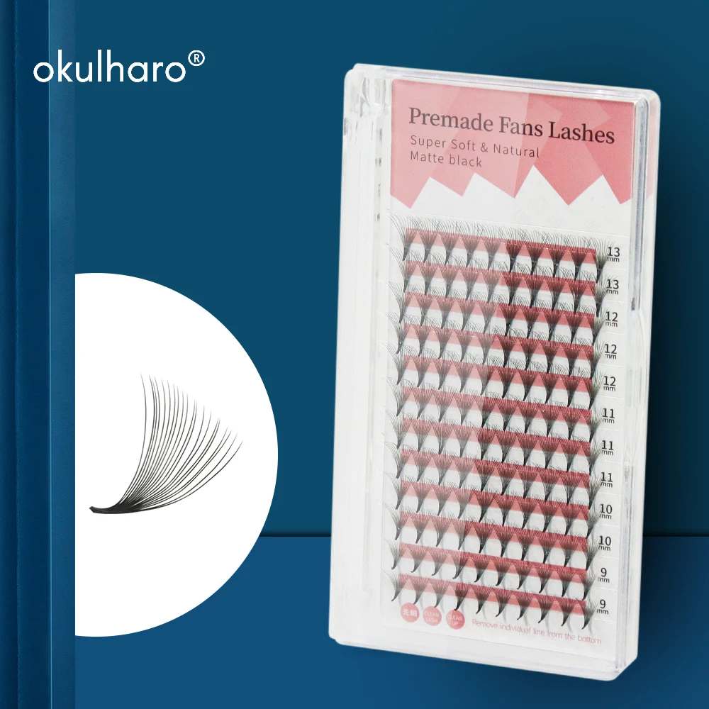 

okulharo Pointy Base Premade Volume Fans 10D/12D/14D/16D/20D Eyelash Extension Soft Faux Mink Individual Lashes