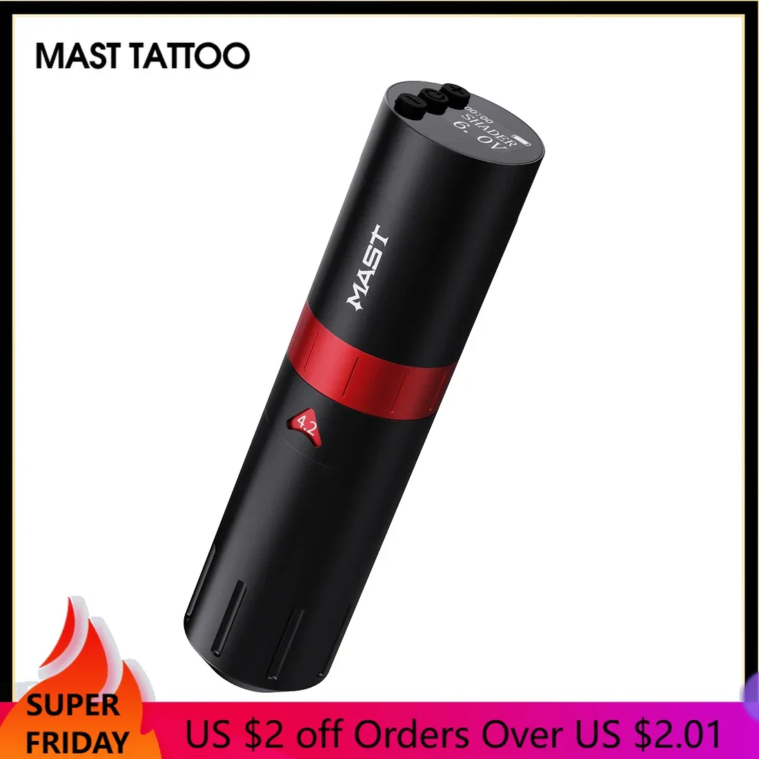 Mast Tattoo Flip2 Wireless Tattoo Pen Machine Gun Adjustable Strokes 2.4-4.2mm Coreless Motor Power By Mcore-c1 for Smp&Tattoo