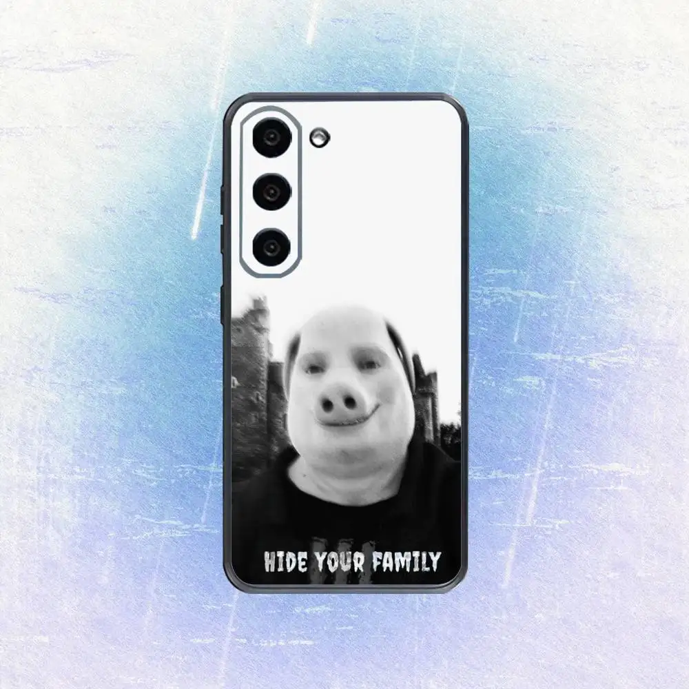 เคสโทรศัพท์ J-John Pork is Calling Answer Call สำหรับ Samsung Galaxy A73,A72,A71,A70,A53,A52,A51 และอื่นๆ  แบบนิ่ม สีดำ