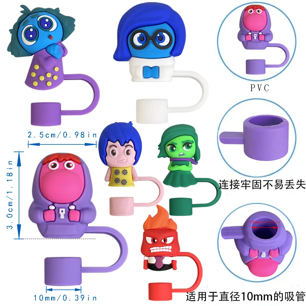 Disney Inside Out Anime Cartoon Angery thossy Straw Cover per Stanley Cups Cute 3D Straw Protector Cover Straw Topper Caps