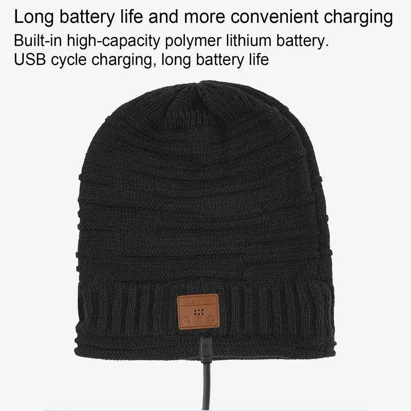 Outdoor BT Headphone Unisex Men Women Winter Warm Hat Beanie Music Speaker Wireless Cap Headphones For Riding Cycling