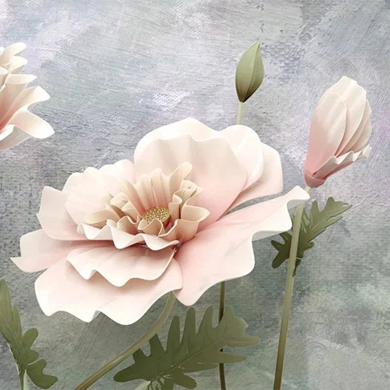 Kertas dinding foto kustom kanvas seni dinding 3D bunga stereoskopik lukisan minyak Modern kamar tidur ruang tamu TV latar belakang lukisan dinding