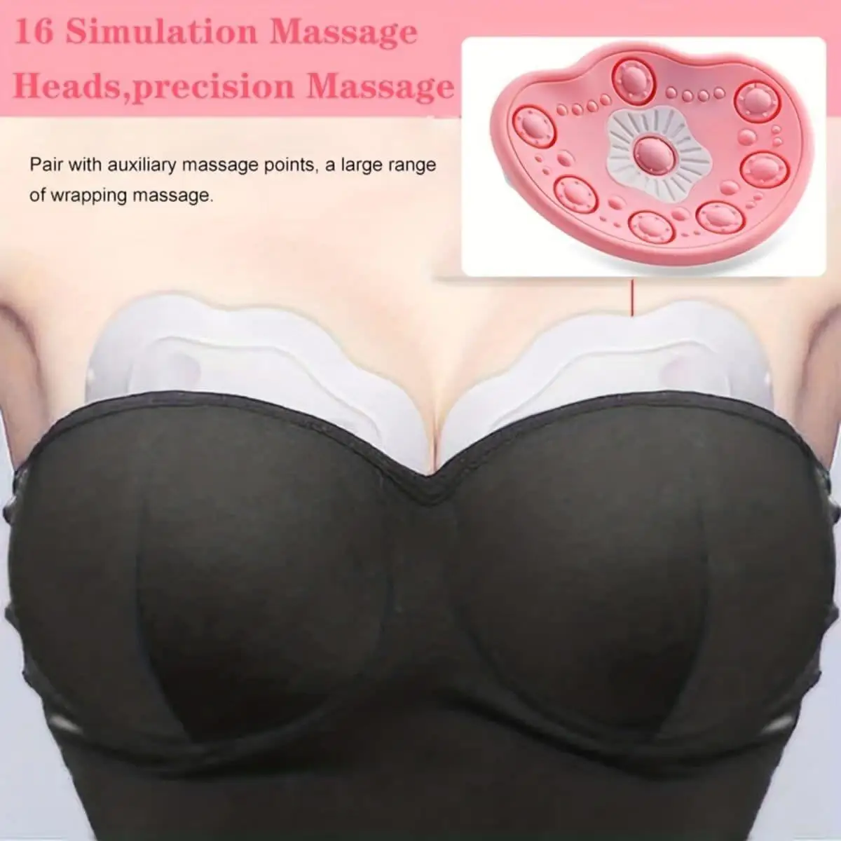 1PCS Electric Breast Massager with Heating&Smart Vibration USB Charging Wireless Remote Anti-Sagging Care Silicone Pad for Women view 6