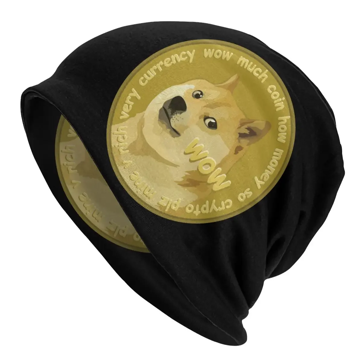 Doge Coin Bonnet Hat Knitted Hat Goth Street Skullies Beanies Hat Bitcoin Crypto Dogecoin Btc Blockchain Warm Elastic Caps