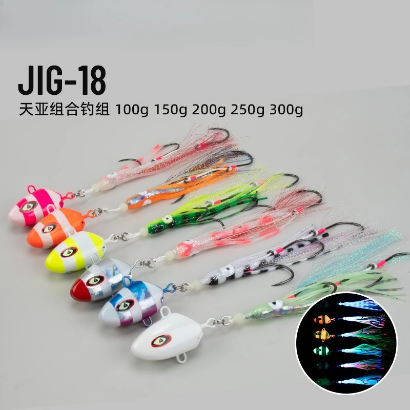 

2pcs 100g-300g Metal Jig Head Squid Assist Hooks Sinking Jigging Lure Bottomship Deep-sea Boat Fishing Sardine Slider Jigging