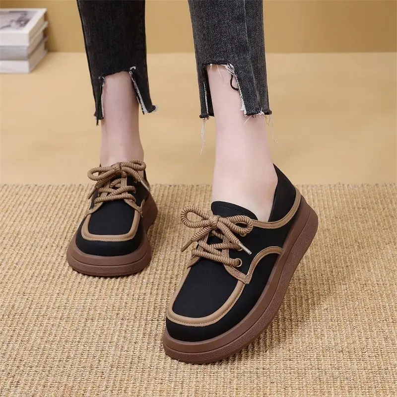 

Women's Small Leather Shoes Casual Versatile 2025 New Lazy One Step Slip On Two Way Wear Loafer Lace Up Commute
