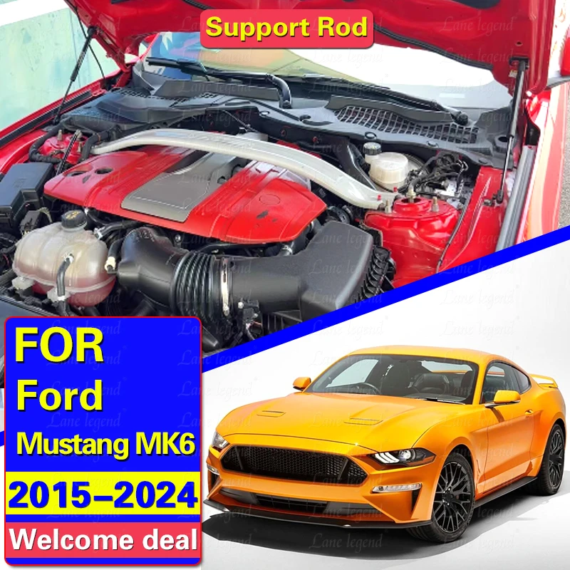 Car Hood Struts For Ford Mustang MK6 2015-2024 Front Bonnet Lift Supports Shock Absorbers Bars Dampers Gas Springs Hydraulic Rod