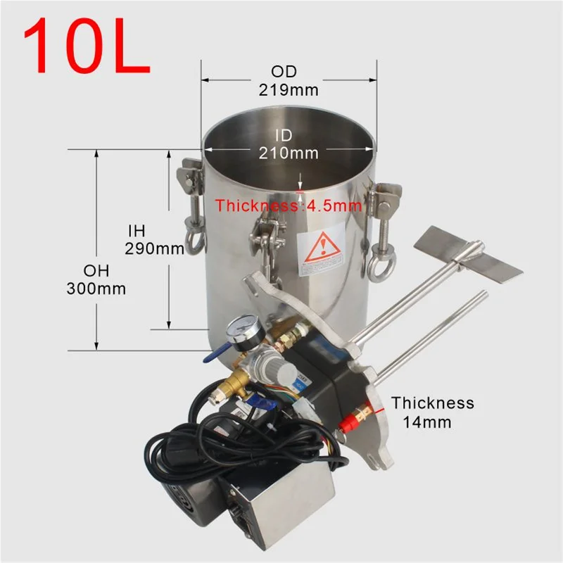 Factory Supply 10L 304 Stainless Steel Canister Tank With Motor Automatic Mixing For Manufacturing Plants And Farms