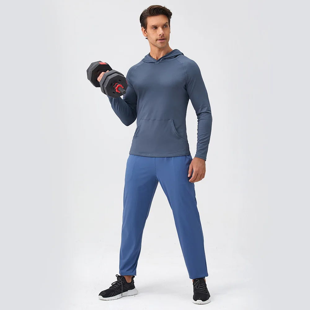 Fanceey الخريف اللياقة البدنية الرجال هوديي تجريب طويلة الأكمام البلوز سريعة الجافة ملابس رياضية الصالة الرياضية الملابس للرجال تشغيل التدريب #2