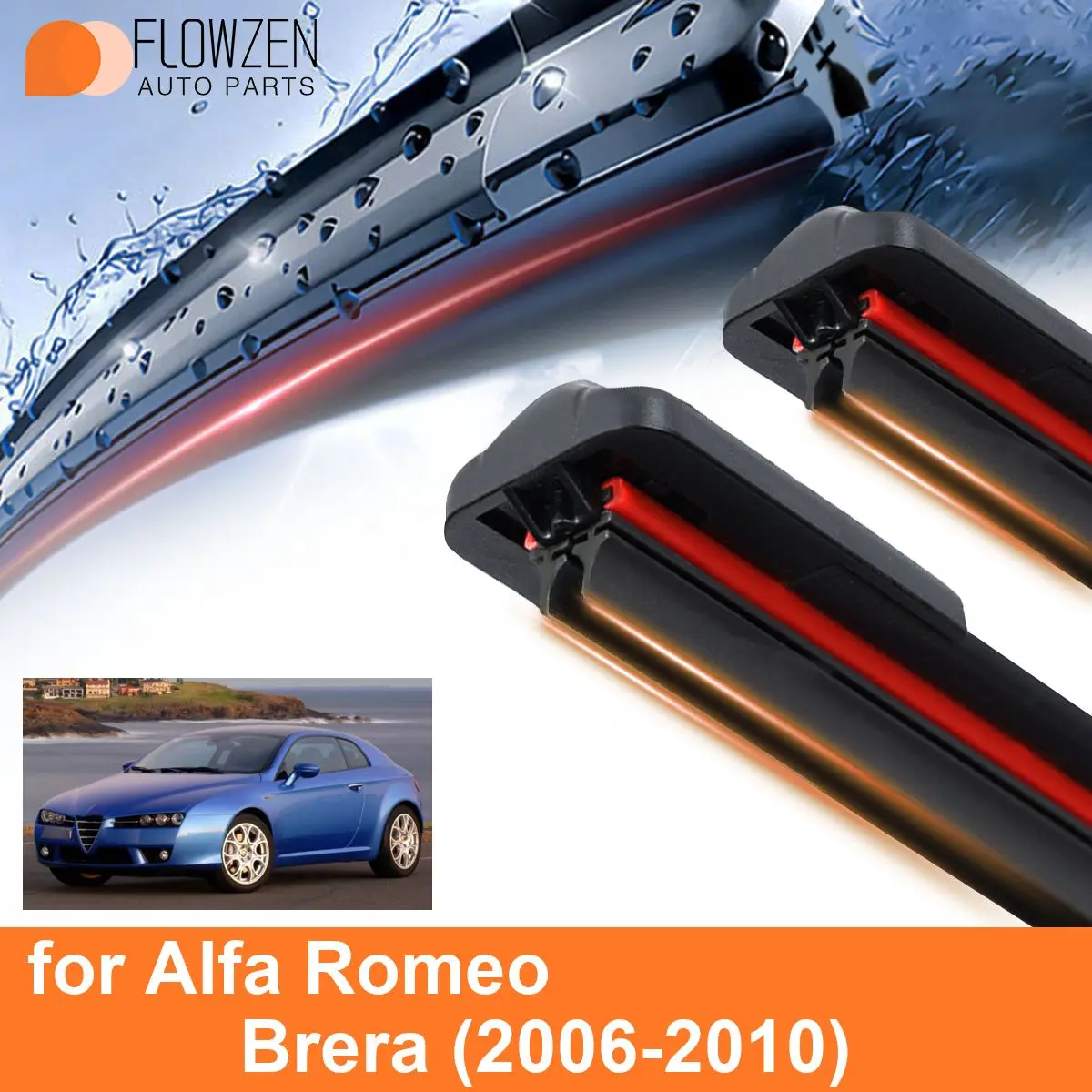 

Car Windshield Wiper Blades for Alfa Romeo Brera Double Rubber Frameless Bracketless WipersSoft Accessories 2007 2008 2009 2010