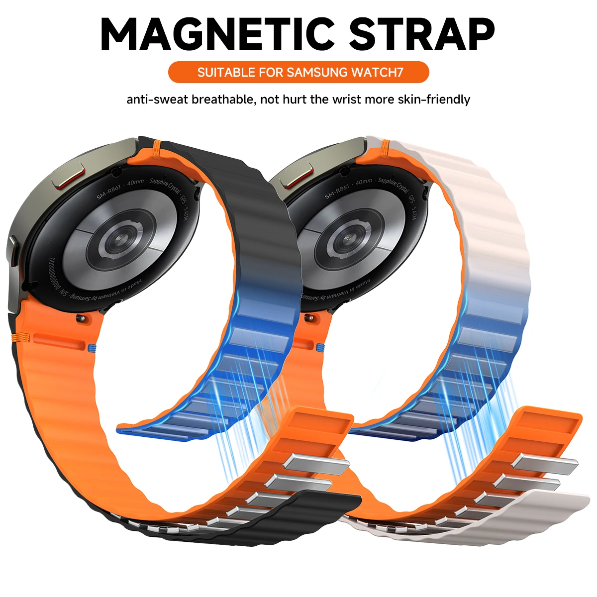 حزام مغناطيسي لساعة سامسونج جالاكسي 7/6/5/4 كلاسيكي 44 مللي متر 40 مللي متر حزام حلقة سيليكون لساعة جالاكسي 7/6/5 إكسسوارات سوار