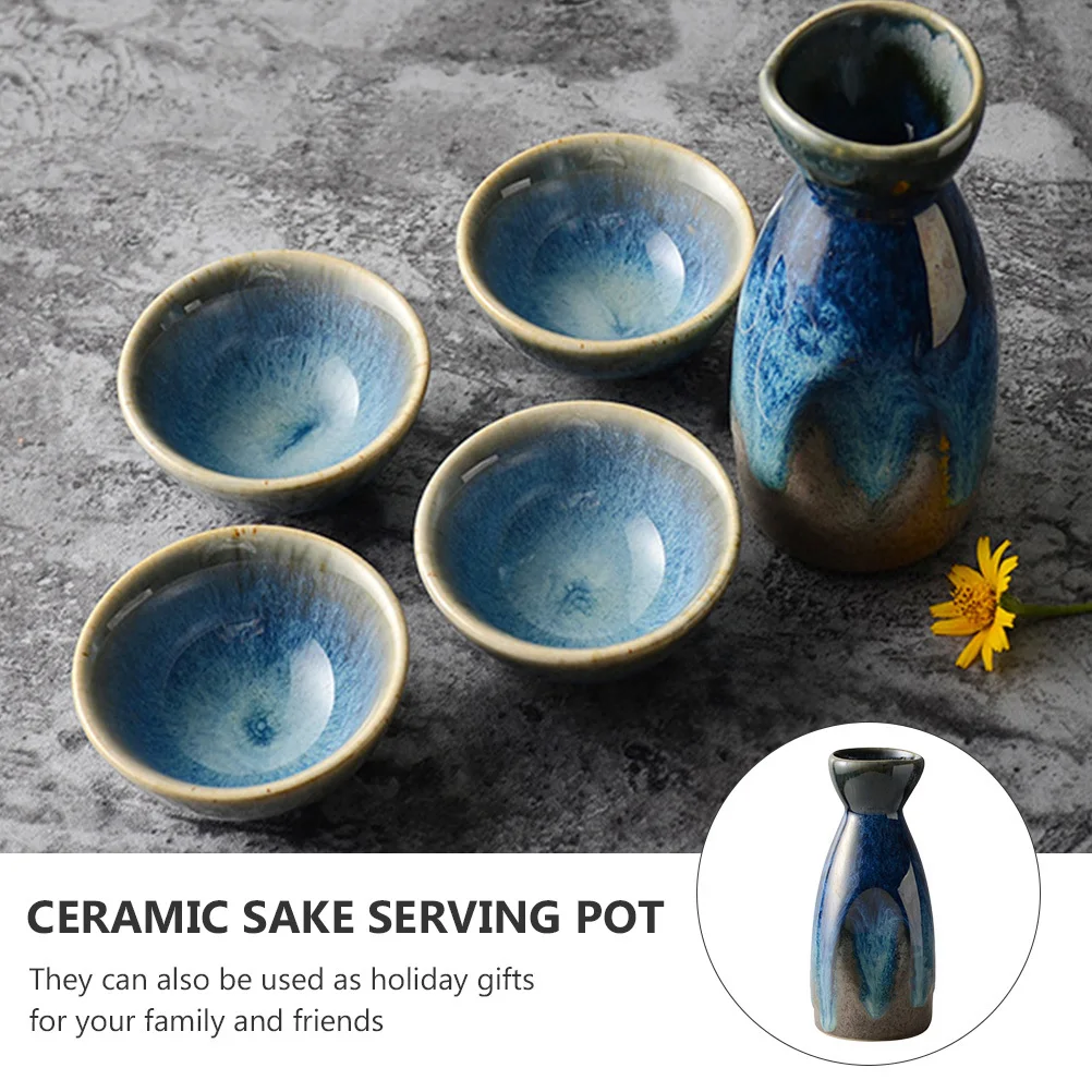 

1Set Japanese Style Ceramic Sake Pot Cup Set Smooth Surface Suitable for Restaurant Bar Home Ceramic Sake Serving Pot