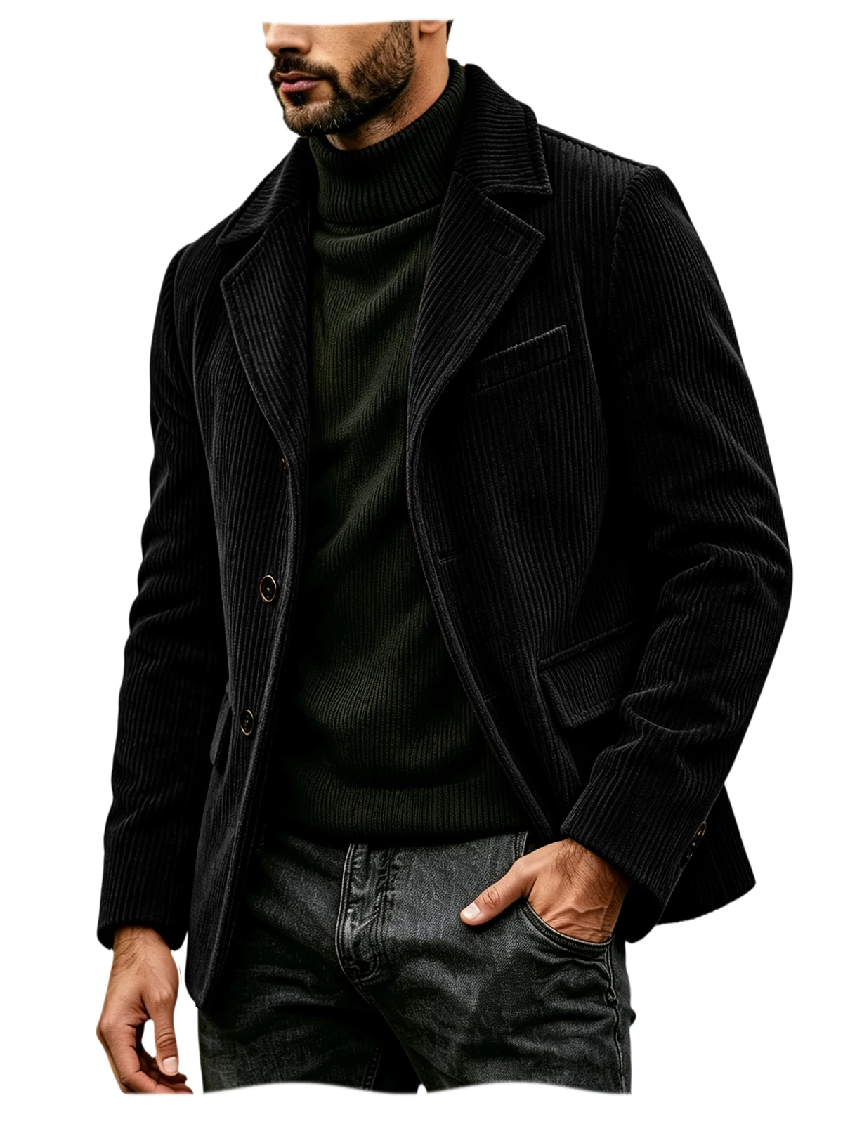 Men's Corduroy Suit Jacket Vintage Notched Lapel Single Breasted Loose Fit Casual Blazer High Quality Fashion Sport Coat Busines 10