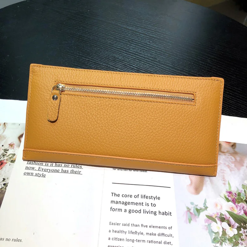 2024 New Long Wallet Genuine Leather Women Wallets Ultra-thin Phone Clutch Bag First Layer Of Cowhide Purse Female Card Holders