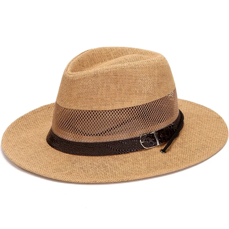 Summer Hat For Man Sun Hat Leisure Outdoor Mesh Formal Hat Breathable And Cool Women Seaside Holiday Wide Brim Sunshade StrawHat