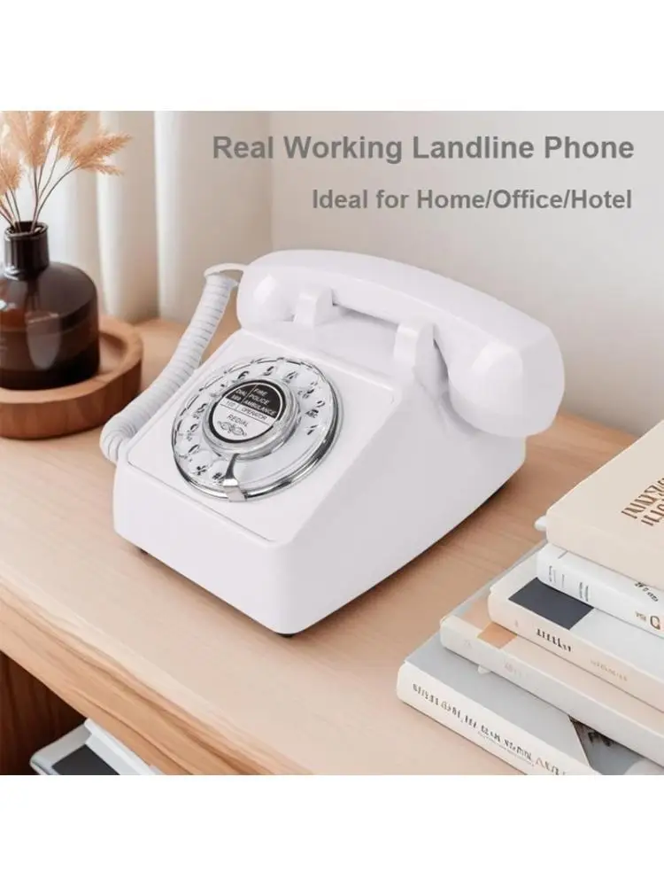 652F Landlines Phones for Home Retro Rotary Working House Phone with Ringers & Volumes, Old Fashion Desktop Analogs