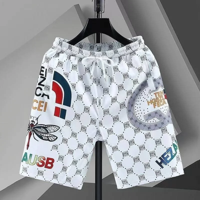 Modische Graffiti-Libellen-Buchstaben Allover-Print Herren-Shorts Leichte Kordelzug-Shorts mit lockerer Passform Strand-Kurzhosen Sommer-Streetwear – Detail 2