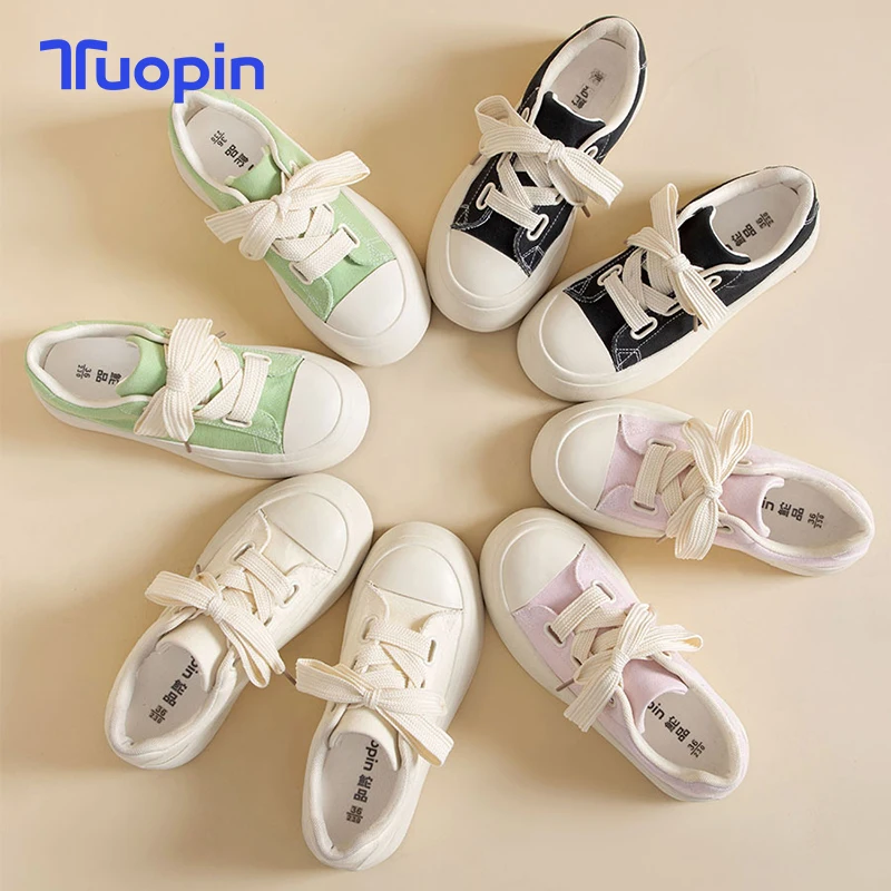 

TuoPin Summer women's casual sports shoes thick soled big canvas shoes simple casual all match small white shoes women's shoes