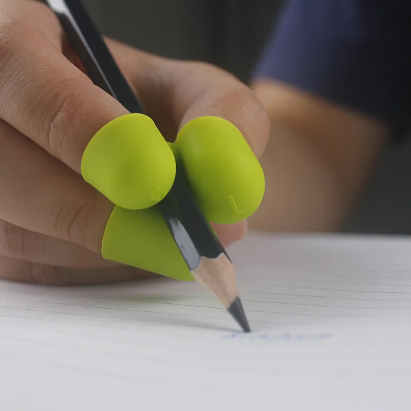 Portalápices de tres dedos para niños, soporte de silicona antideslizante, agarre de aprendizaje, Corrector de bolígrafo de práctica