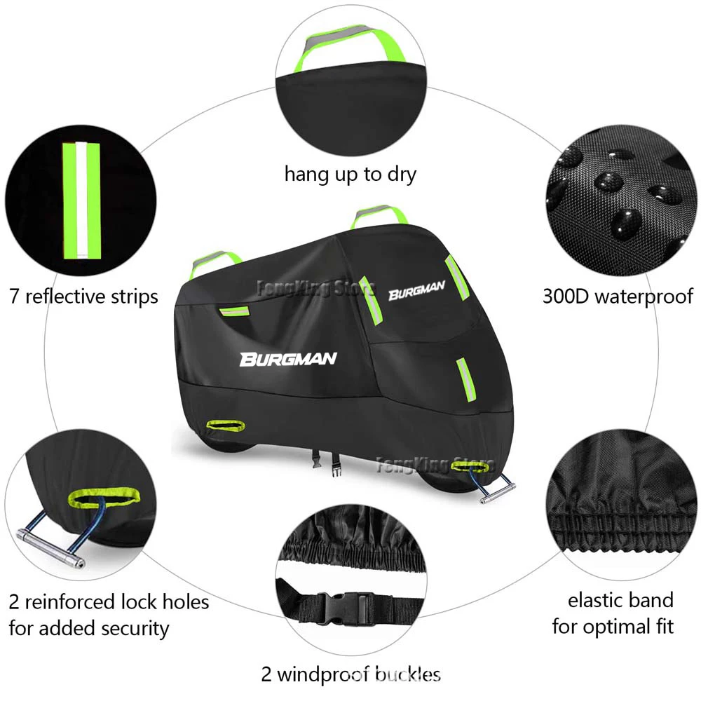 For SUZUKI Burgman 400 650 125 Motorcycle Cover UV Protective Dustproof Snowproof Outdoors Rain Motorcycle Waterproof Cover