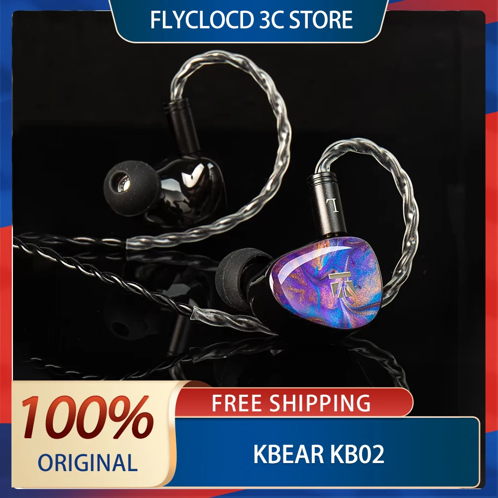 KBEAR KB02 Bone Conduction Hybrid Drive High Fidelity Hifi Headphones Beryllium Coated Diaphragm Coil Cable Earbuds Custom Gifts