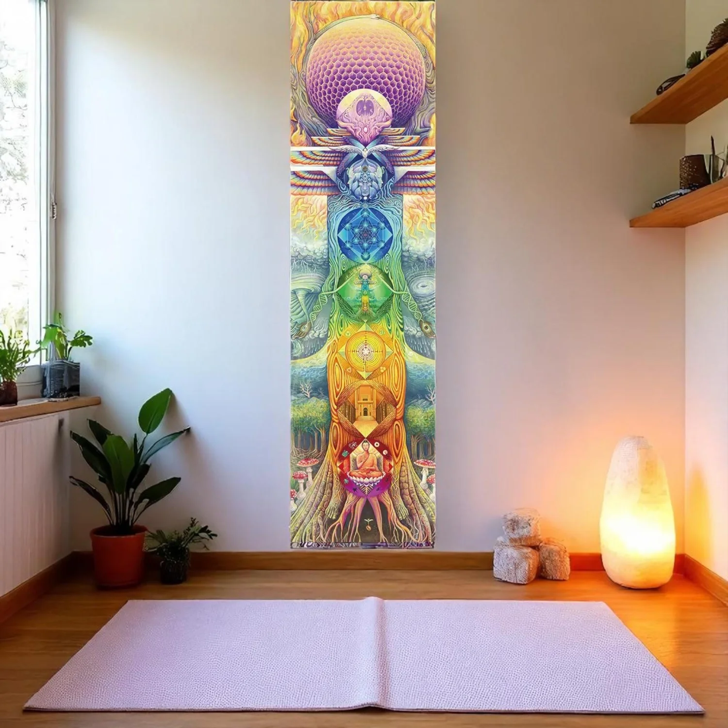 Chakra-Wandteppich – Bunter Yoga-Meditations-Wandbehang, spirituelle Energiekunst für Schlafzimmer, Boho-Heim oder Wellness-Raumdekoration