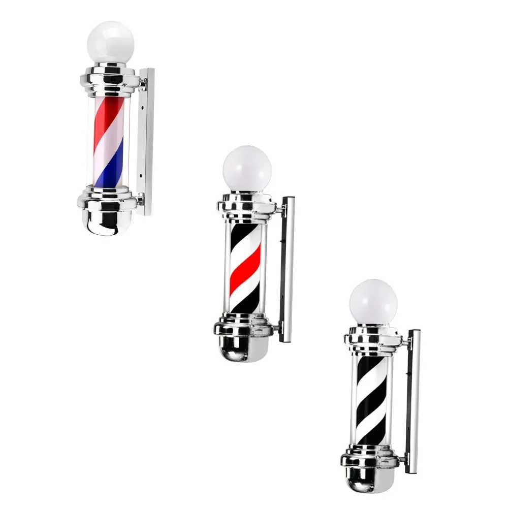 26.8 inch Barber Pole Light Easy Installation Sturdy Rotating Stripes Light Salon Sign for Indoor Hair Salon Outdoor Barbershop