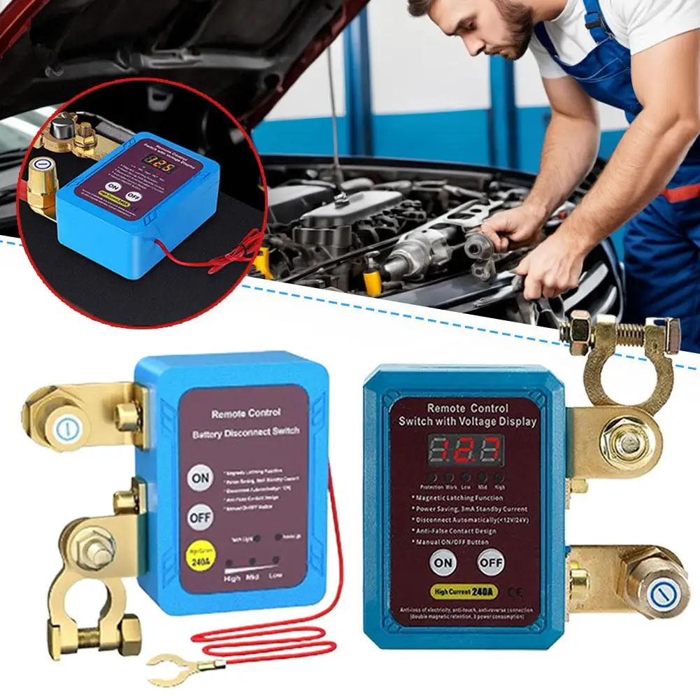 For Car Truck  RV 1 Set Remote Battery Disconnect Power Switch 12V 240A Battery Disconnect Power Wireless Remote Control Switch