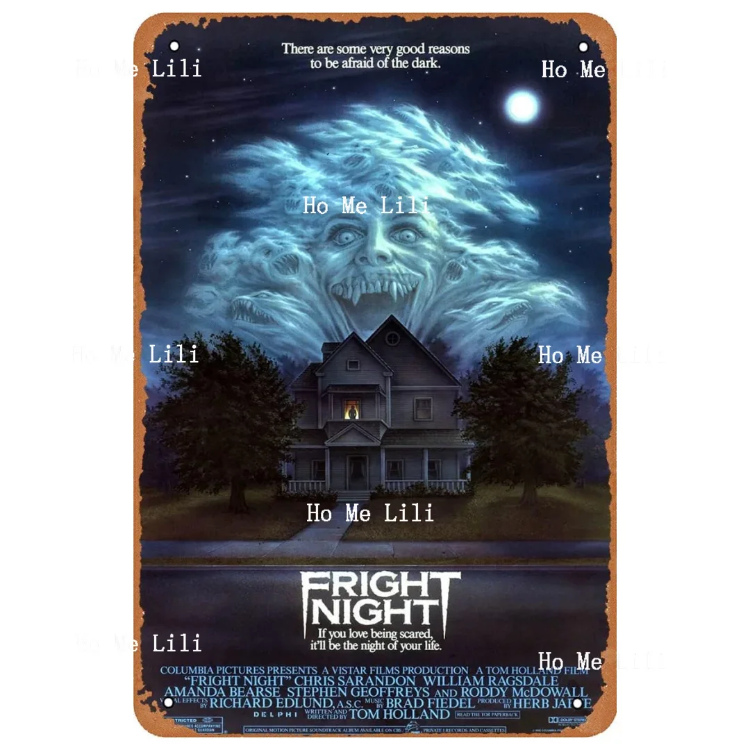 Fright Night 1985 Movie Poster Horror Tin Sign Vintage Style Wall Plaque Decoration