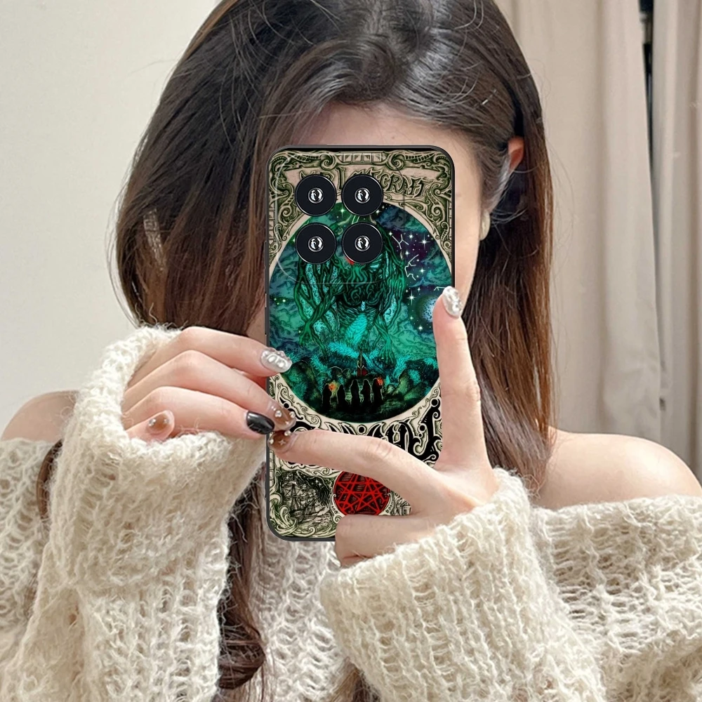 Cthulhu Painting Mobile Cell Phone Case for Xiaomi 14 13 12 11 10 9 T Ultra Lite Pro S SE X 5G Black Soft Phone Cover Shell