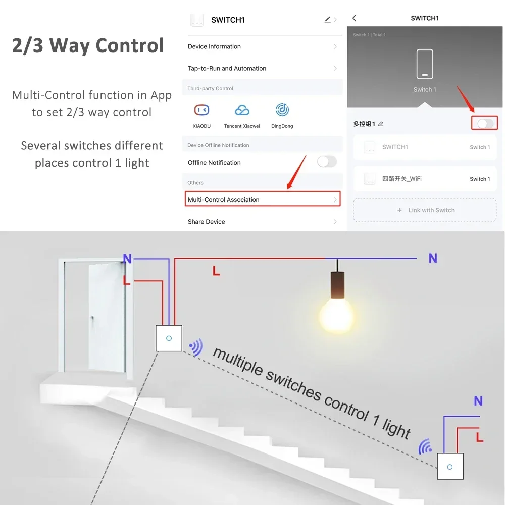 1 2 3 4 Gang 2 3 vie WiFi RF 433mhz Smart Wireless Touch Wall Light con pulsante interruttore 220V senza neutro EU Tuya Alexa Google