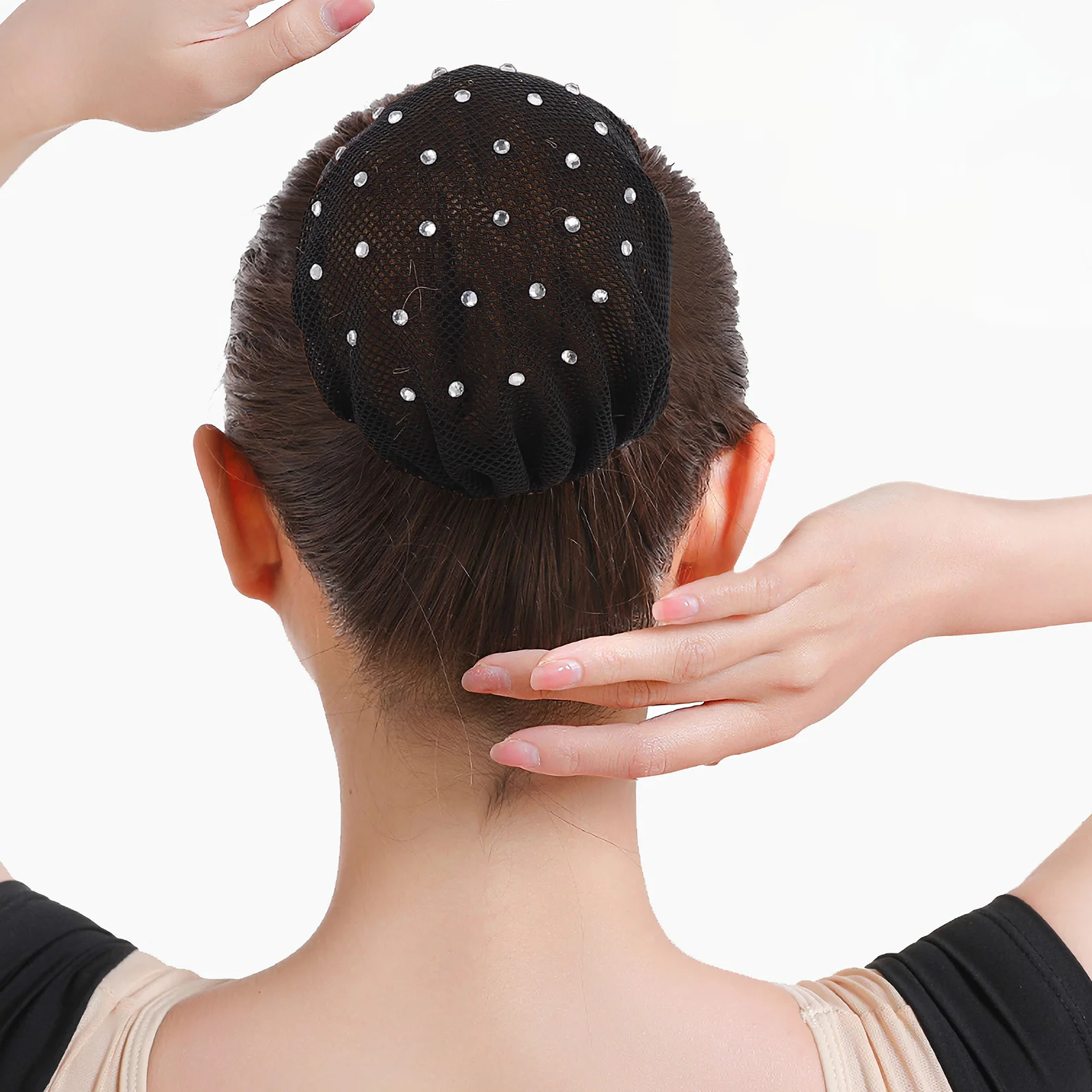 

4pcs Net Invisible Bun Cover Lightweight Breathable Women Accessories Black White Hair Styling Hair Care Ballet Nets For Buns