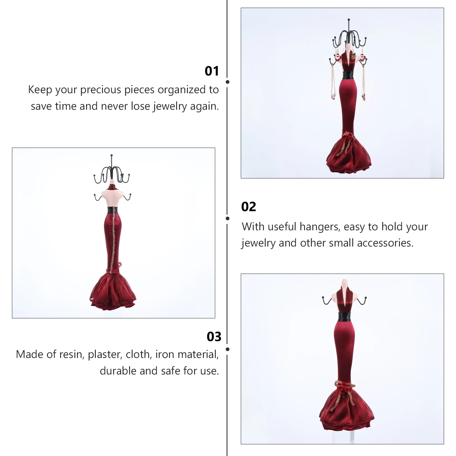 

Elegant Rotatable Wrought Iron Jewelry Stand Display Rack Organizer For Necklaces Earrings Bracelets Holder Decorative Storage