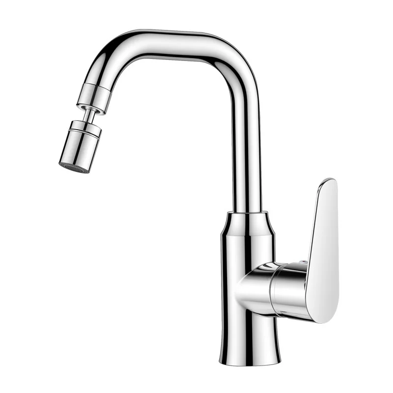 Household Wash Basin Faucet Zinc Alloy Chrome Plated 720° Swivel Spout Hot Cold Water Mix Tap Anti Splash Bathroom Sink Faucet