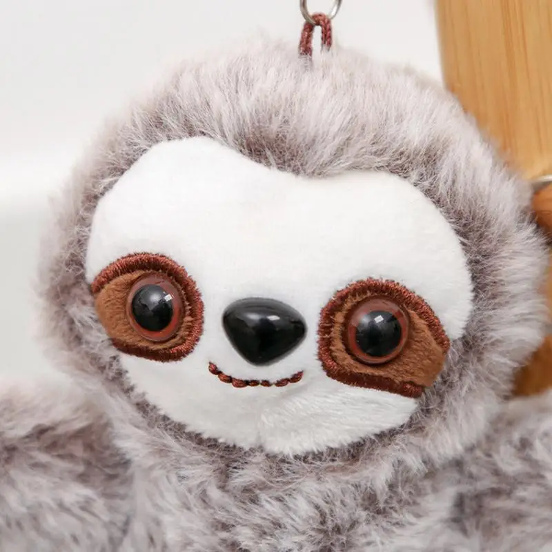 Stuffed Sloth Small Pendant Keychain Mini Stuffed Plush Toy Animals Doll Gray Sloth Backpack Dangler Children Gifts