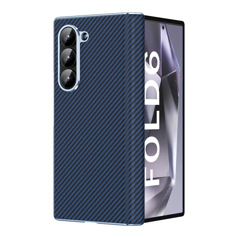 Luxury Electroplated Carbon Fiber Texture Phone Case for Samsung Galaxy Z Fold 4 5 6 Tempered Film Shockproof Protective Cover