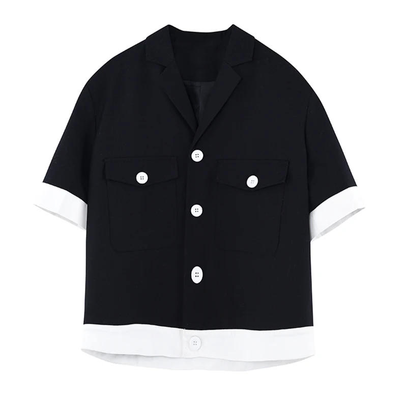 LUZHEN Color New 2024 Splicing Niche Edge Contrast Trendy Design Men Casual Short Sleeve Shirts High Street Stylish Tops E07552