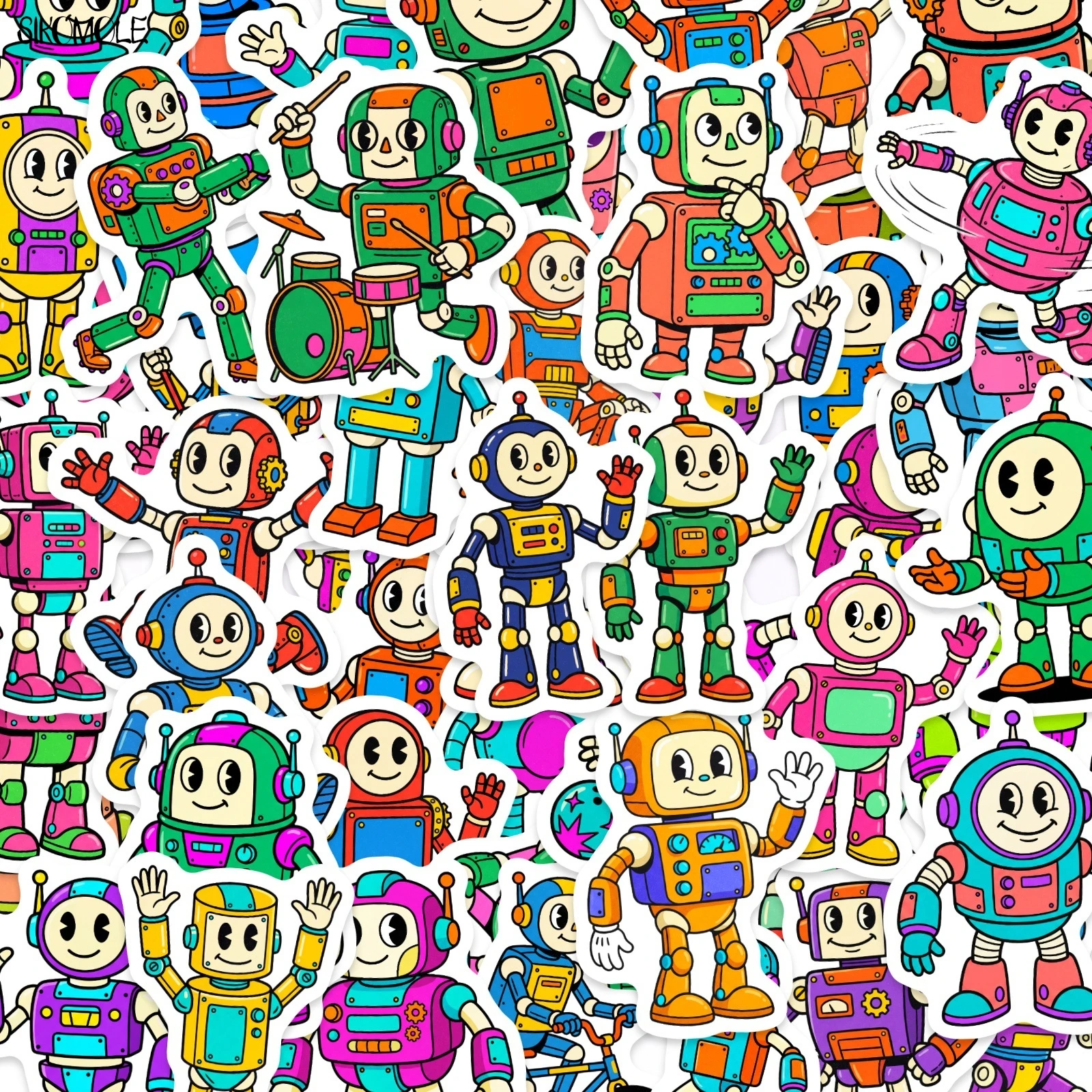 10/30/50PCS Cartoon Cute Anime Robot Waving Stickers Book DIY Skateboard Toy Guitar Luggage Suitcase Decoration Graffiti Sticker