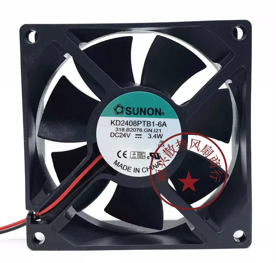 For SUNON KD2408PTB1-6A 8025 DC24V 3.4W 8CM 2-Wire Silent Cooling Fan