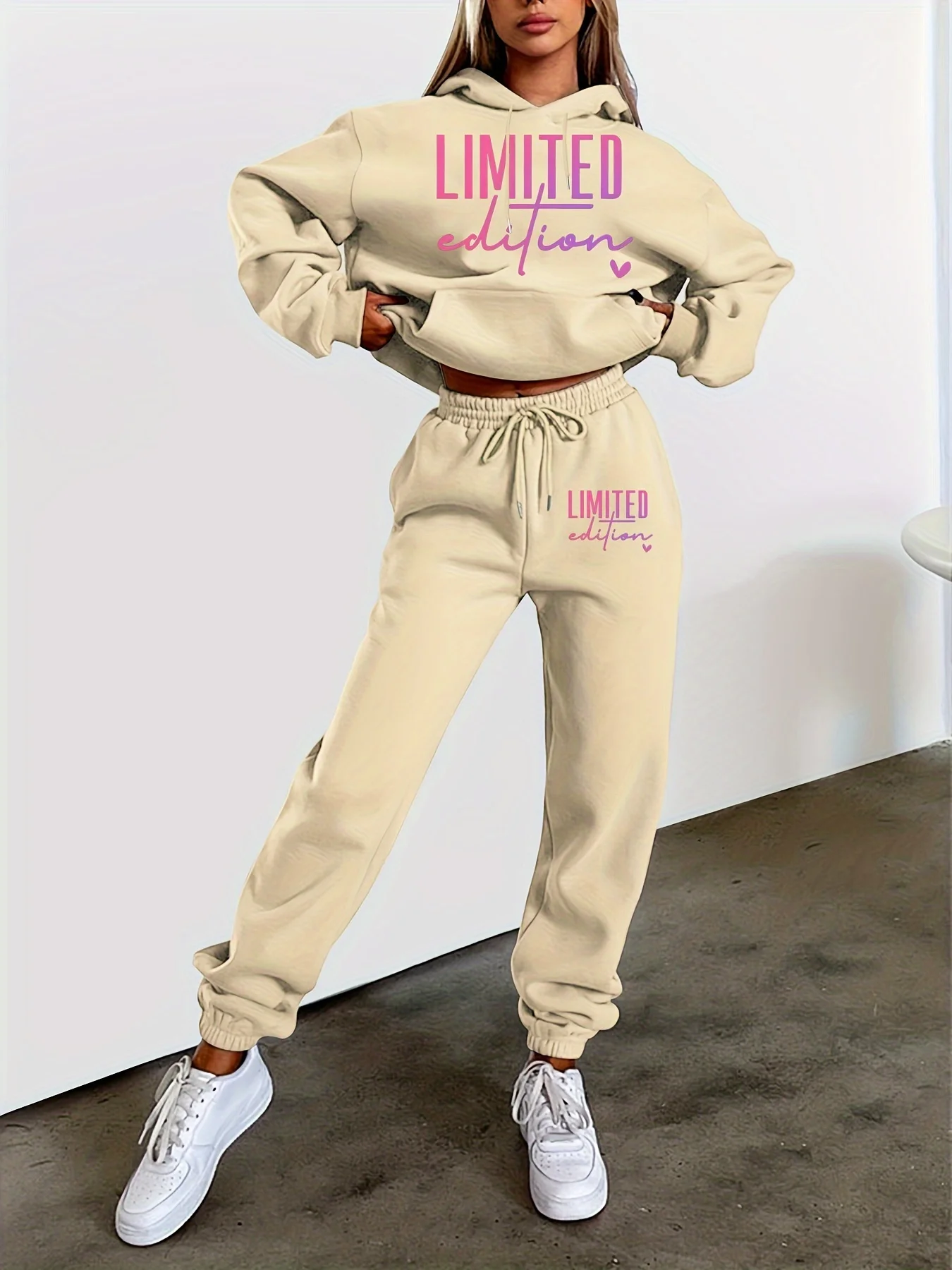 

Latest Autumn/Winter American Street LIMITED Edition English Y2K Hoodie Set Trendy Women's 3D Large Adult Hoodie Waist Pants