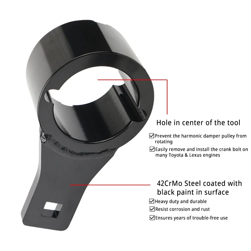 Support de maintien de poulie d'amortisseur de vilebrequin, outil harmonique avec boulons de manivelle en fer noir de haute qualité pour Toyota Lexus
