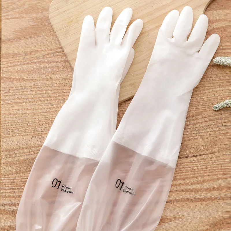 Dishwashing Gloves Female Winter Work Housework Kitchen Durable Washing Clothes Rubber Dishwashing Washing Suede Waterproof