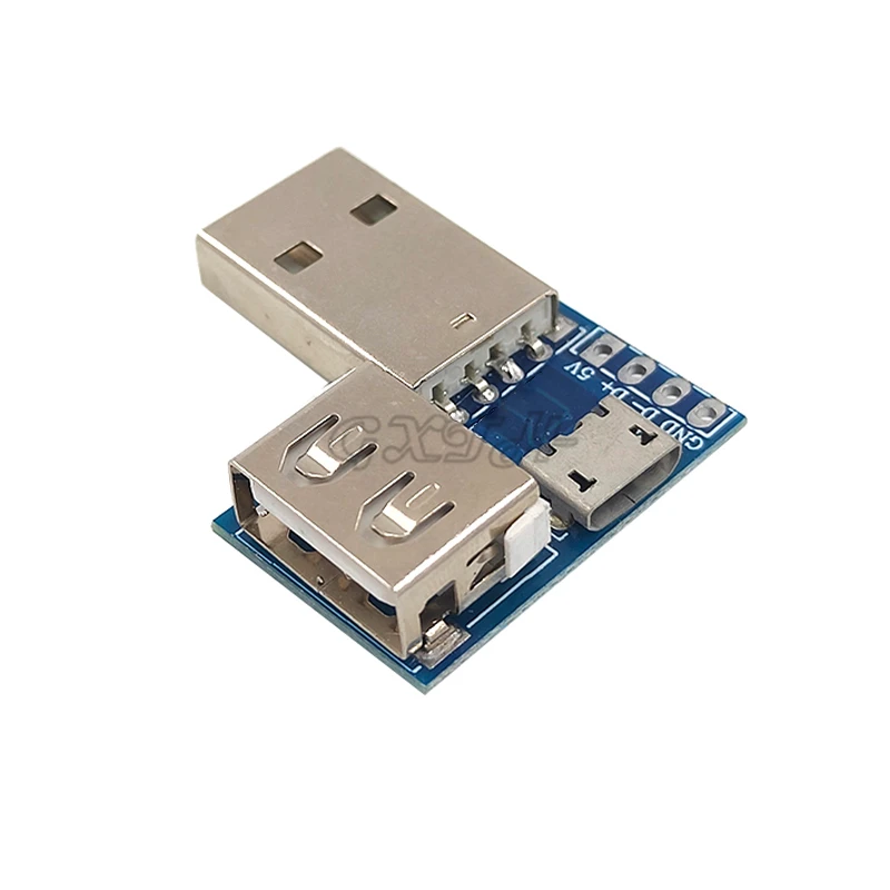 Плата адаптера USB «Папа-мама» к разъему MicroUSB/Type-C 4P 2,54 мм, прямой штекер 2,54-4p, трансферная испытательная плата