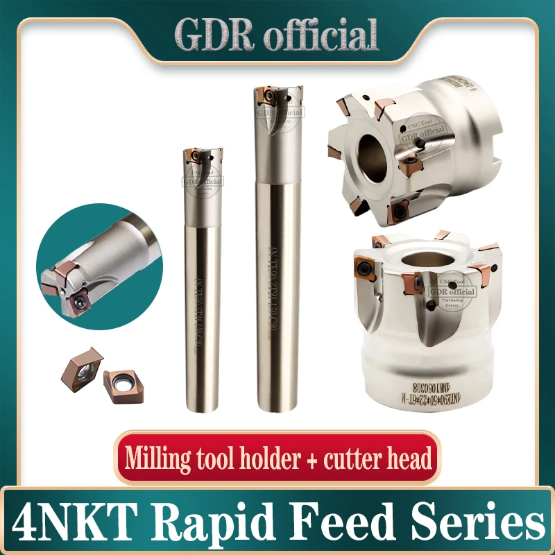 4NKT TE90 Milling Cutter Head Rapid Feed Milling Holder 4NKT060308 Carbide Insert for FMB22 FMB TTool Holder bracket tool