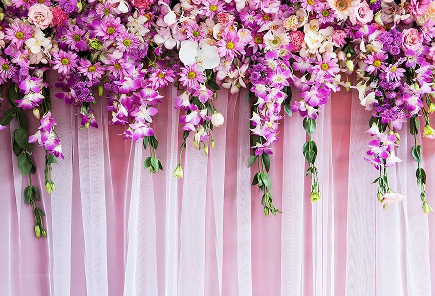 Mehofond การถ่ายภาพพื้นหลัง Dreamy จัดงานแต่งงานเจ้าสาวเจ้าสาวดอกไม้สีชมพูดอกไม้ผนังตกแต่งฉากหลัง Photo Studio