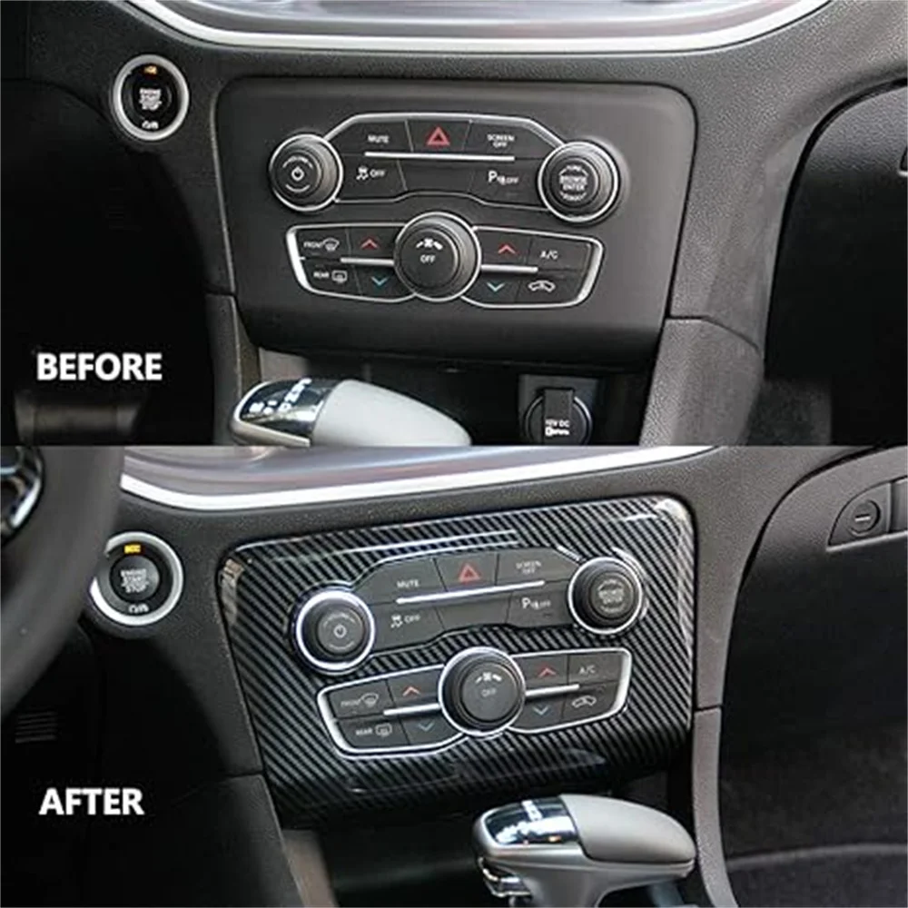 Central Control A/C Air Condition Panel Cover Trim For Dodge Charger 2016-2021 Carbon Fiber Look Interior Accessories