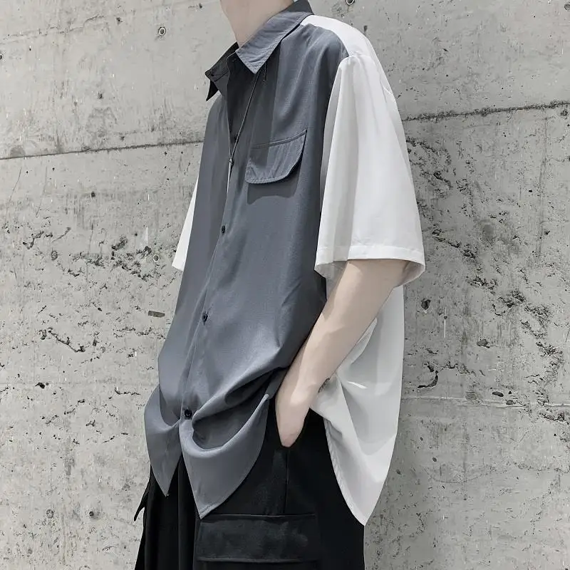 

Summer Men Loose Short Sleeve Shirt Trendy High Street Stylish Top